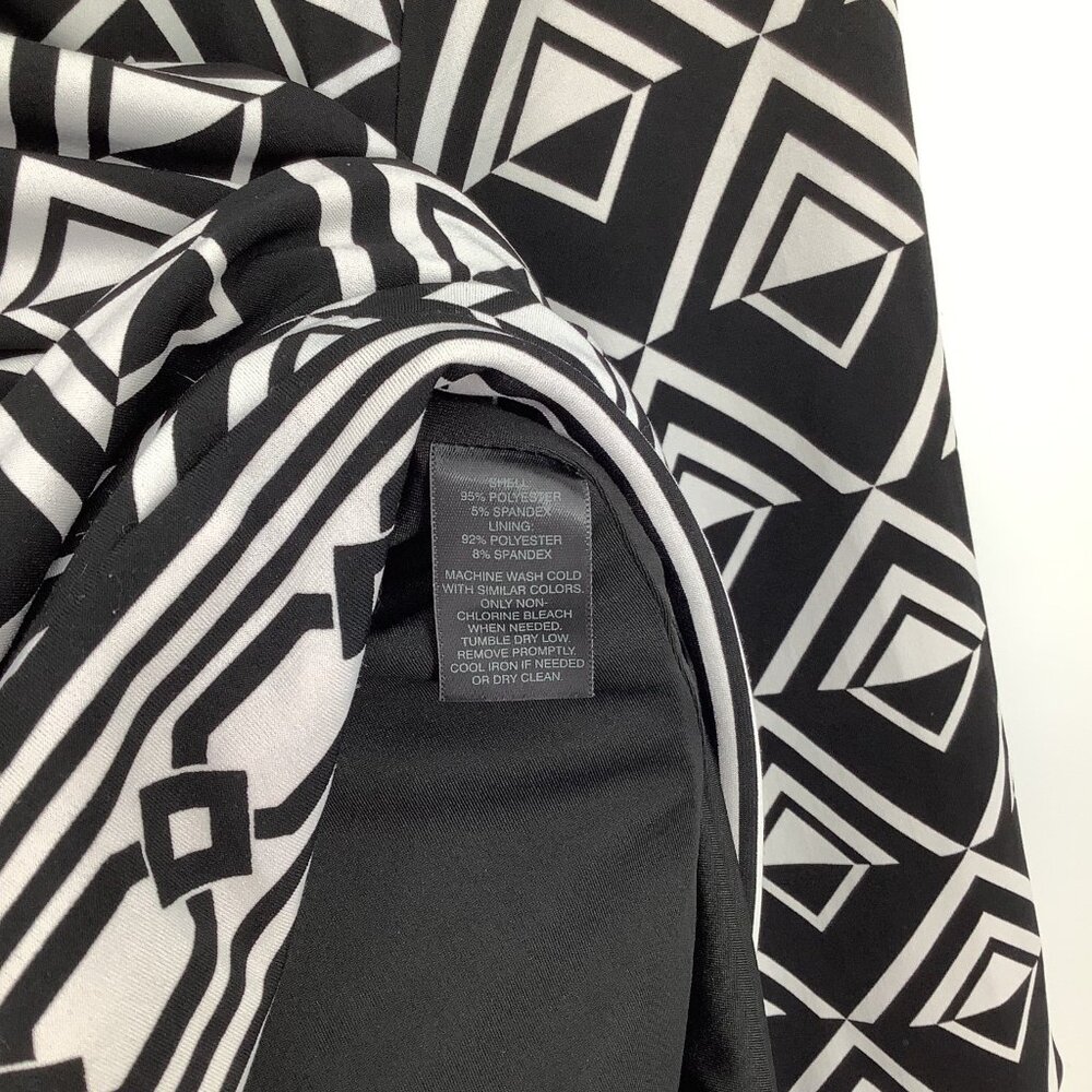 WHITE HOUSE BLACK MARKET Women's Black & White M Geometric 3/4 Sleeve Dress - Picture 6 of 7